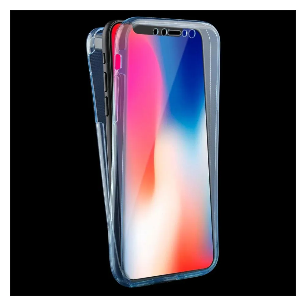 König Design Apple iPhone X Full Body 360 Silikon Schutzhülle Handyhülle Case Hülle Blau
