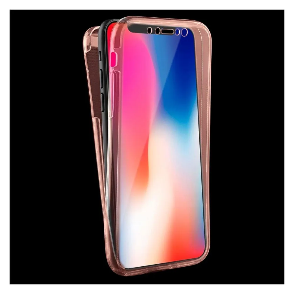 König Design Apple iPhone X Full Body 360 Silikon Schutzhülle Handyhülle Case Hülle Pink