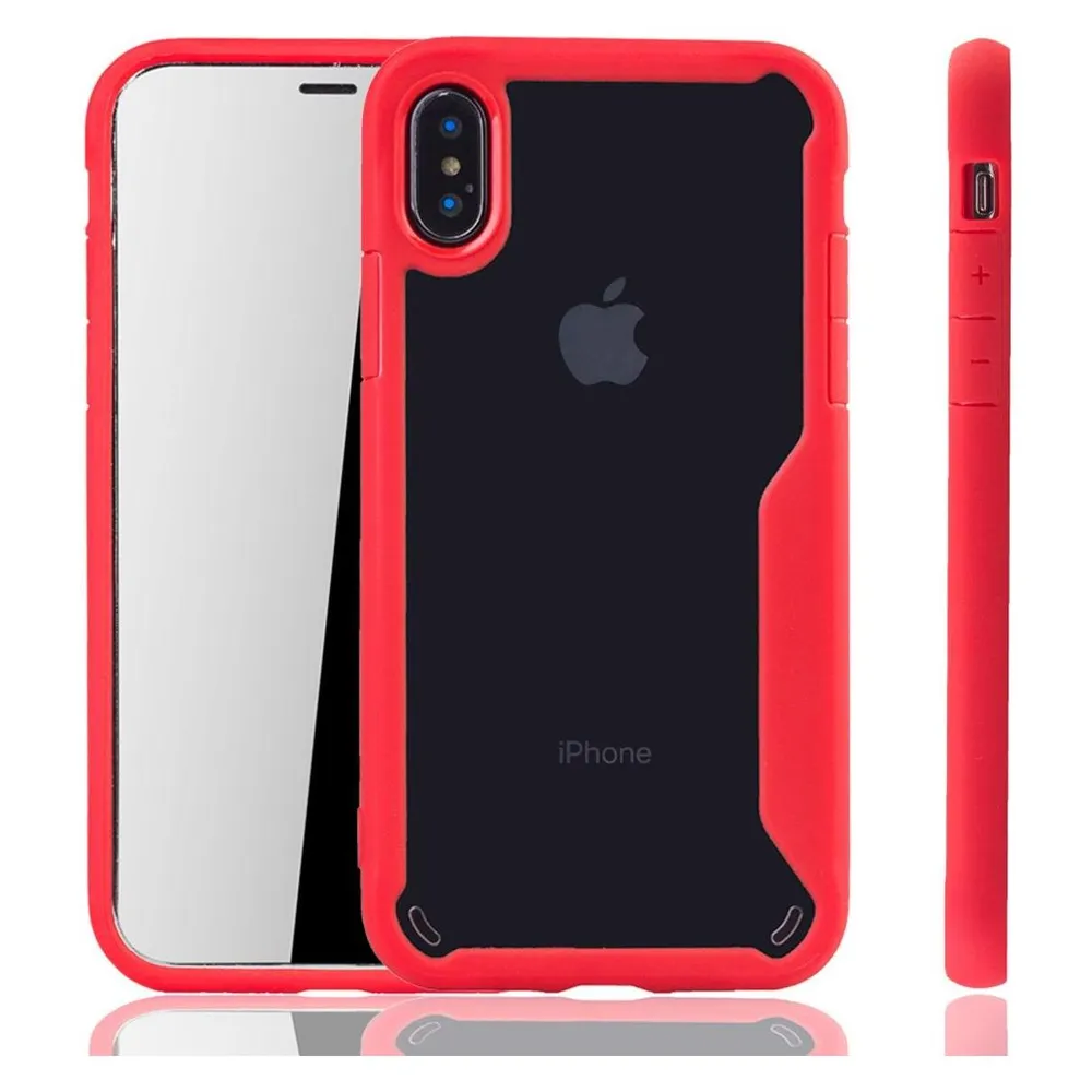 König Design Apple iPhone X Hülle Case Handy Cover Schutz Tasche Schutzhülle Bumper Etuis Rot (Apple iPhone X, Apple iPhone XS)