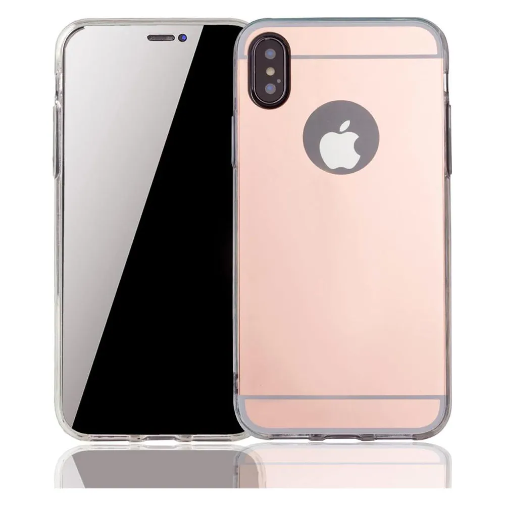 König Design Apple iPhone X Hülle Case Handy Cover Schutz Tasche Schutzhülle Spiegel Pink