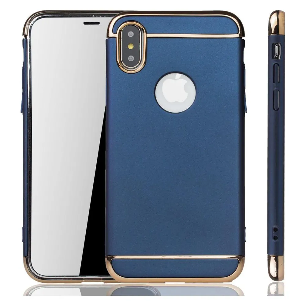 König Design Apple iPhone X Hülle Case Handy Cover Schutz Tasche Schutzhülle Bumper Etui Blau (Apple iPhone X)