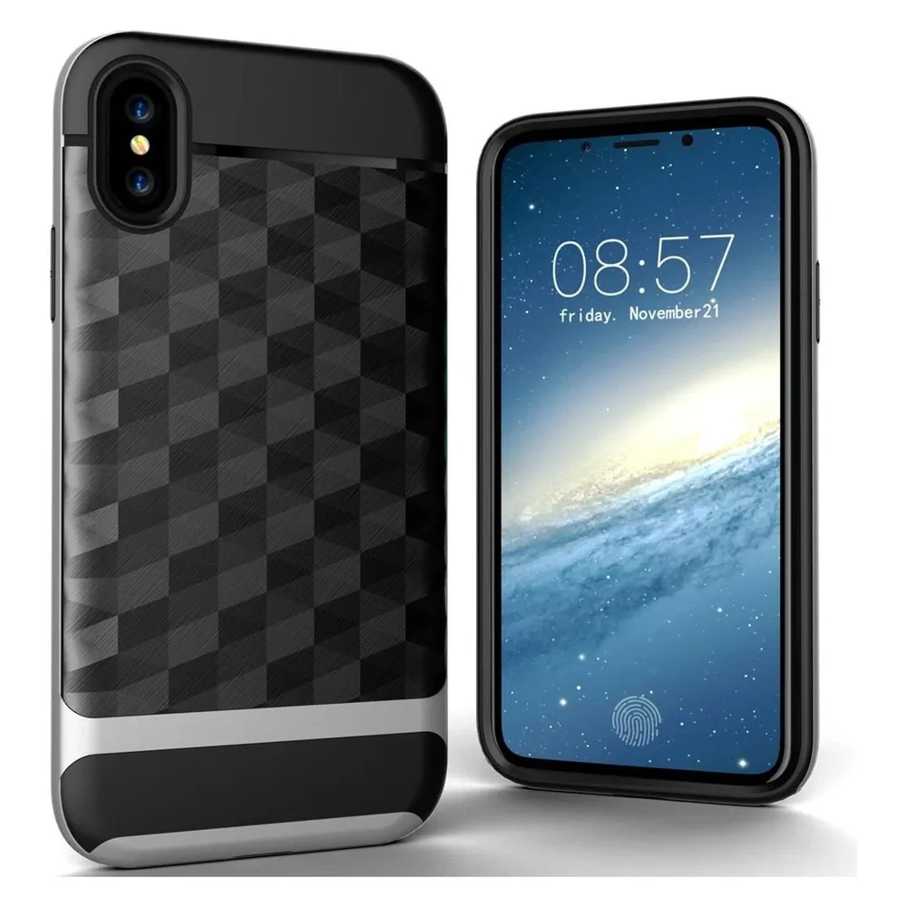 König Design Apple iPhone X / XS Hülle Case Handy Cover Schutz Tasche Schutzhülle Etui Silber