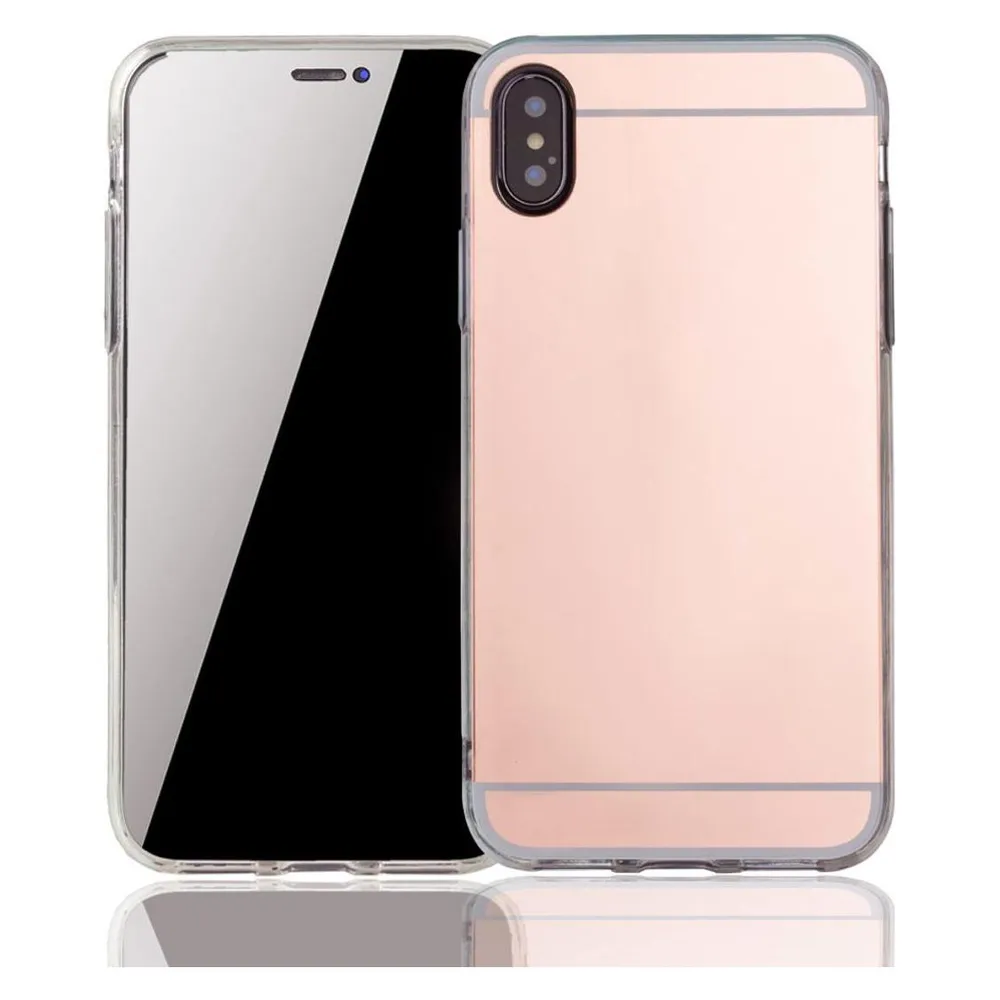 König Design Apple iPhone XR Handy Hülle Spiegel Mirror Soft Case Schutz Cover Etui Rose Gold