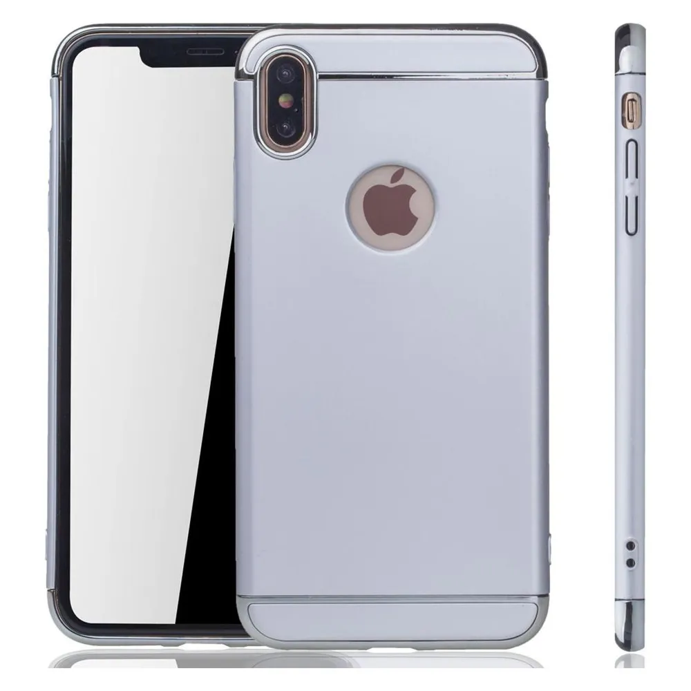 König Design Apple iPhone XS Max Hülle Case Handy Cover Schutz Etui Schutzhülle Bumper Silber (Apple iPhone XS Max)