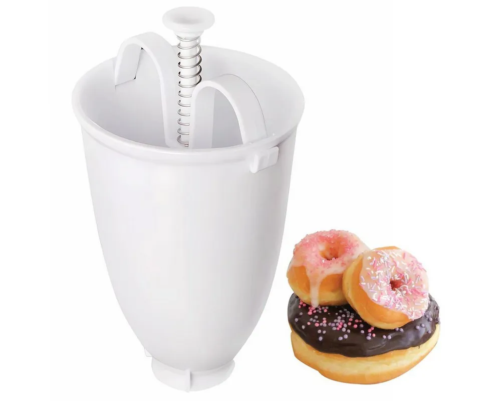 König Design Donut-Maker Kunststoff Donut Maker Maschine Form DIY, 0 W, praktischer Kunststoff-Teigspender für unwiderstehliche Mini-Donuts