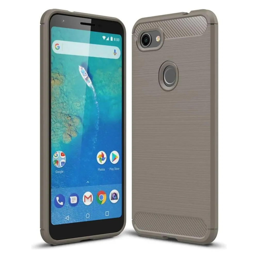 König Design Google Pixel 3a XL Hülle Case Handy Cover Schutz Tasche Schutzhülle Carbon Grau