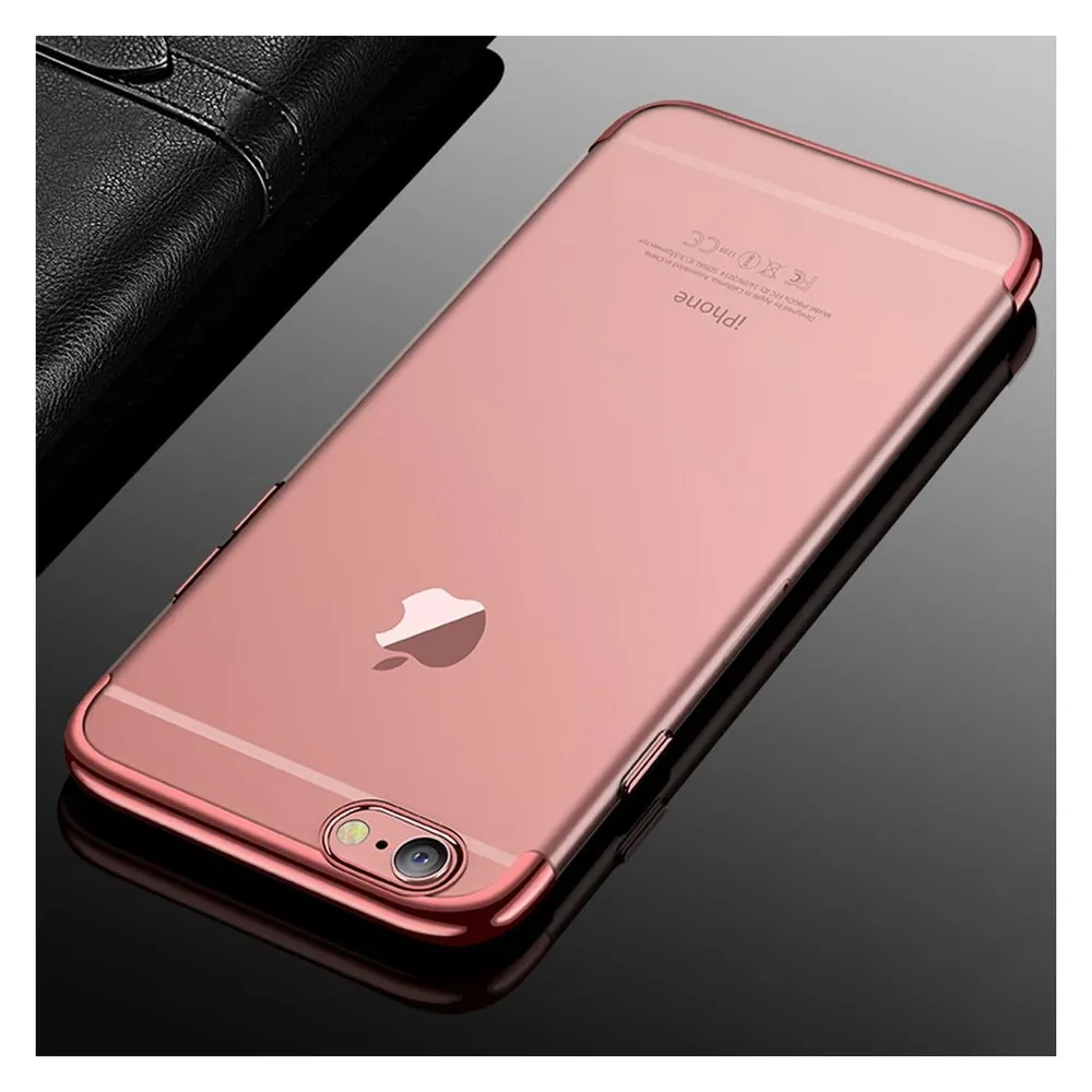 König Design Handy Hülle Case für Apple iPhone 6 / 6s Plus Durchsichtig Transparent Rose Pink