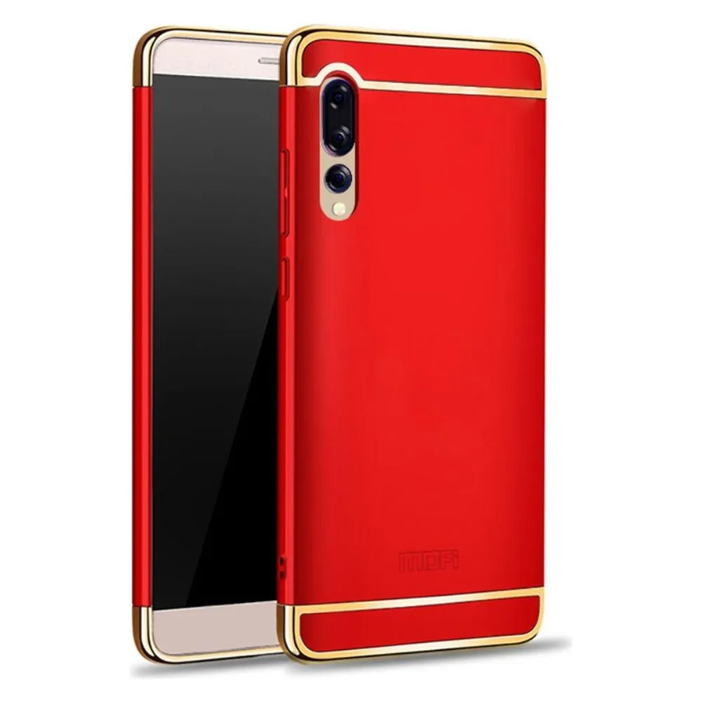 König Design Handy Hülle Schutz Case für Huawei P20 Pro Bumper 3 in 1 Cover Chrom Etui Rot Neu