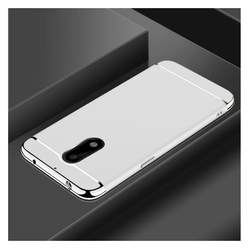 König Design Handy Hülle Schutz Case für Nokia 6 Bumper 3 in 1 Cover Chrom Etui Schale Silber