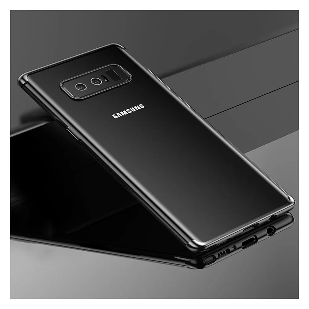 König Design Handy Hülle Schutz für Samsung Galaxy Note 8 Durchsichtig Transparent Schwarz