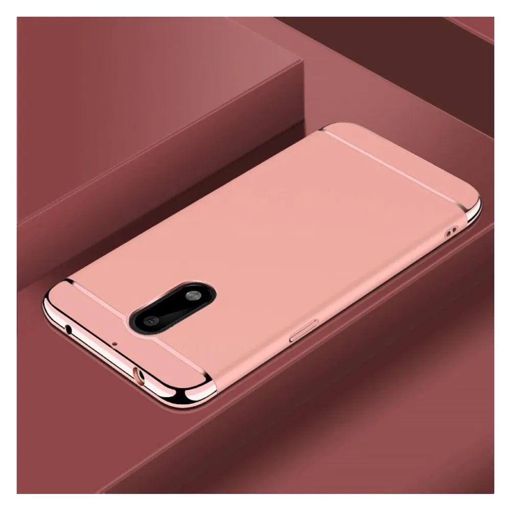 König Design Handy Hülle Schutz Case für Nokia 6 Bumper 3 in 1 Cover Chrom Etui Rose Gold Neu