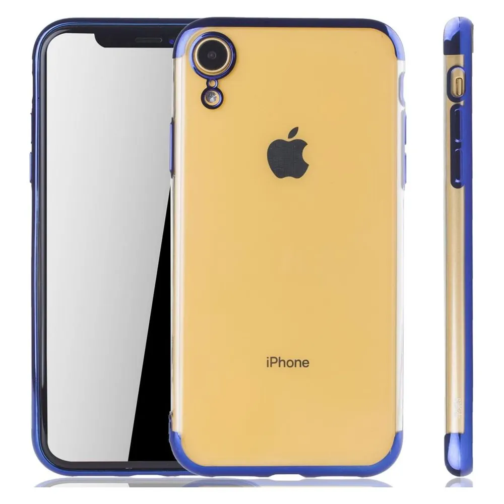 König Design Handy Hülle Schutz Case für Apple iPhone XR Cover Durchsichtig Transparent Blau