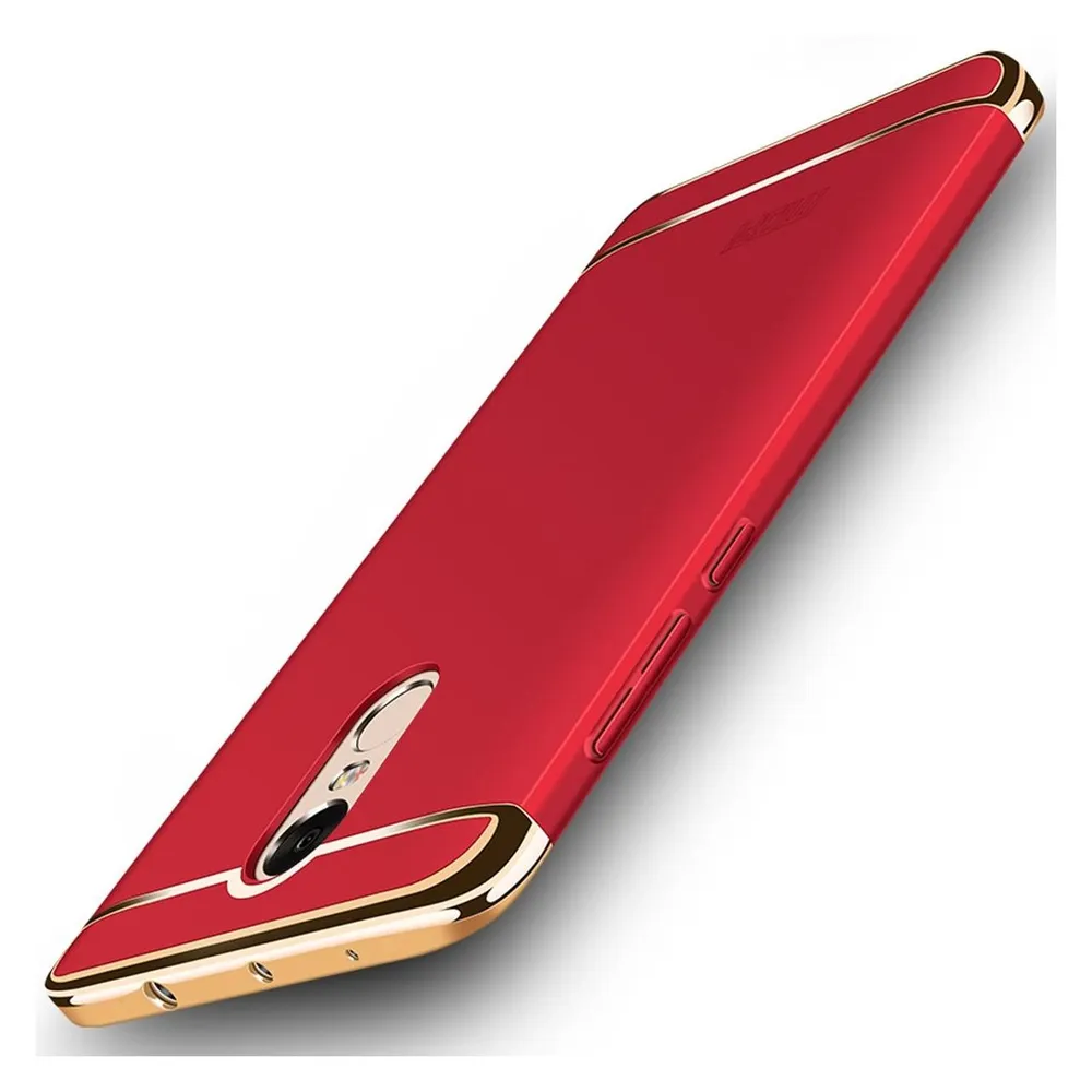 König Design Handy Hülle Schutz Case für Xiaomi Redmi Note 4X Bumper 3 in 1 Cover Chrom Rot