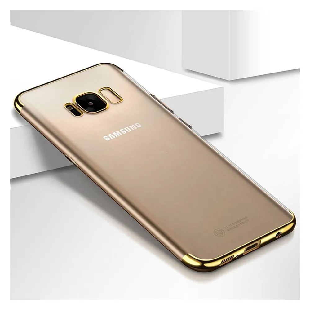 König Design Handy Hülle Schutz Case für Samsung Galaxy S8 Durchsichtig Transparent Gold Neu