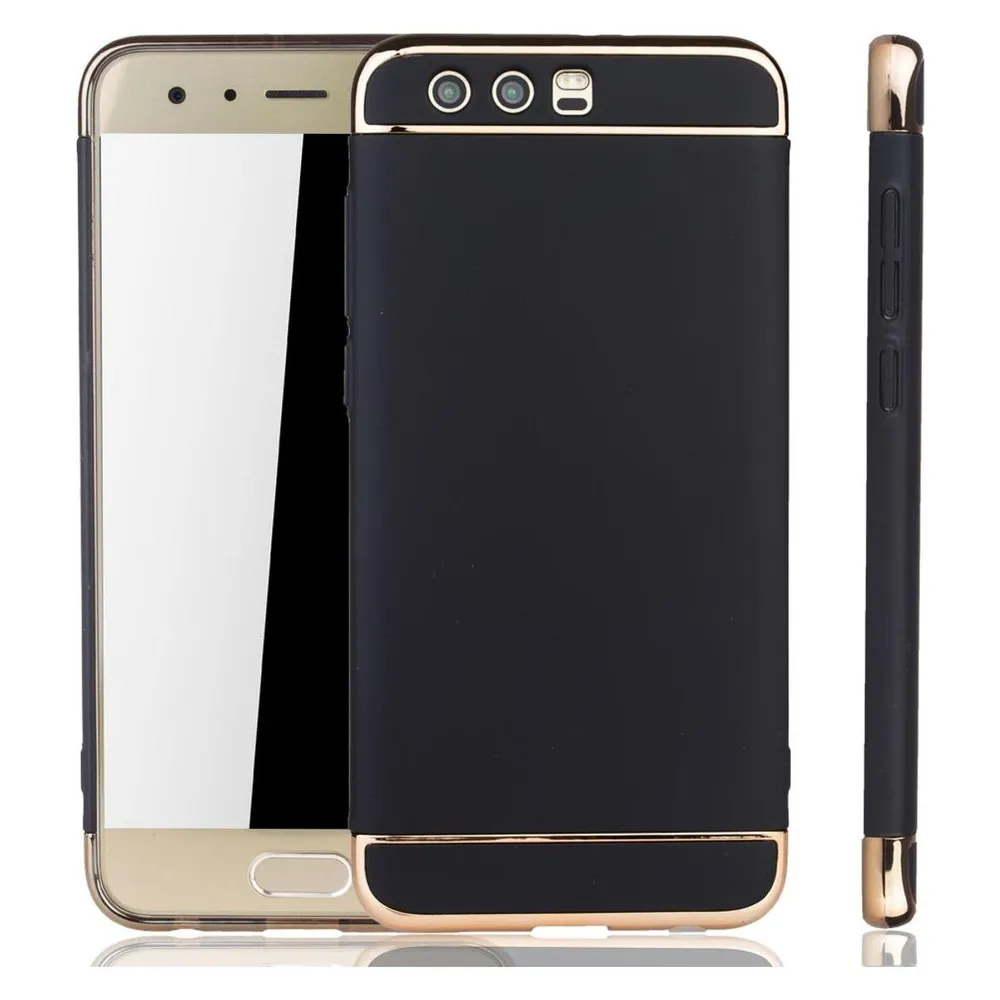 König Design Handy Hülle Schutz Case für Huawei Honor 9 Bumper 3 in 1 Cover Chrom Schwarz Neu