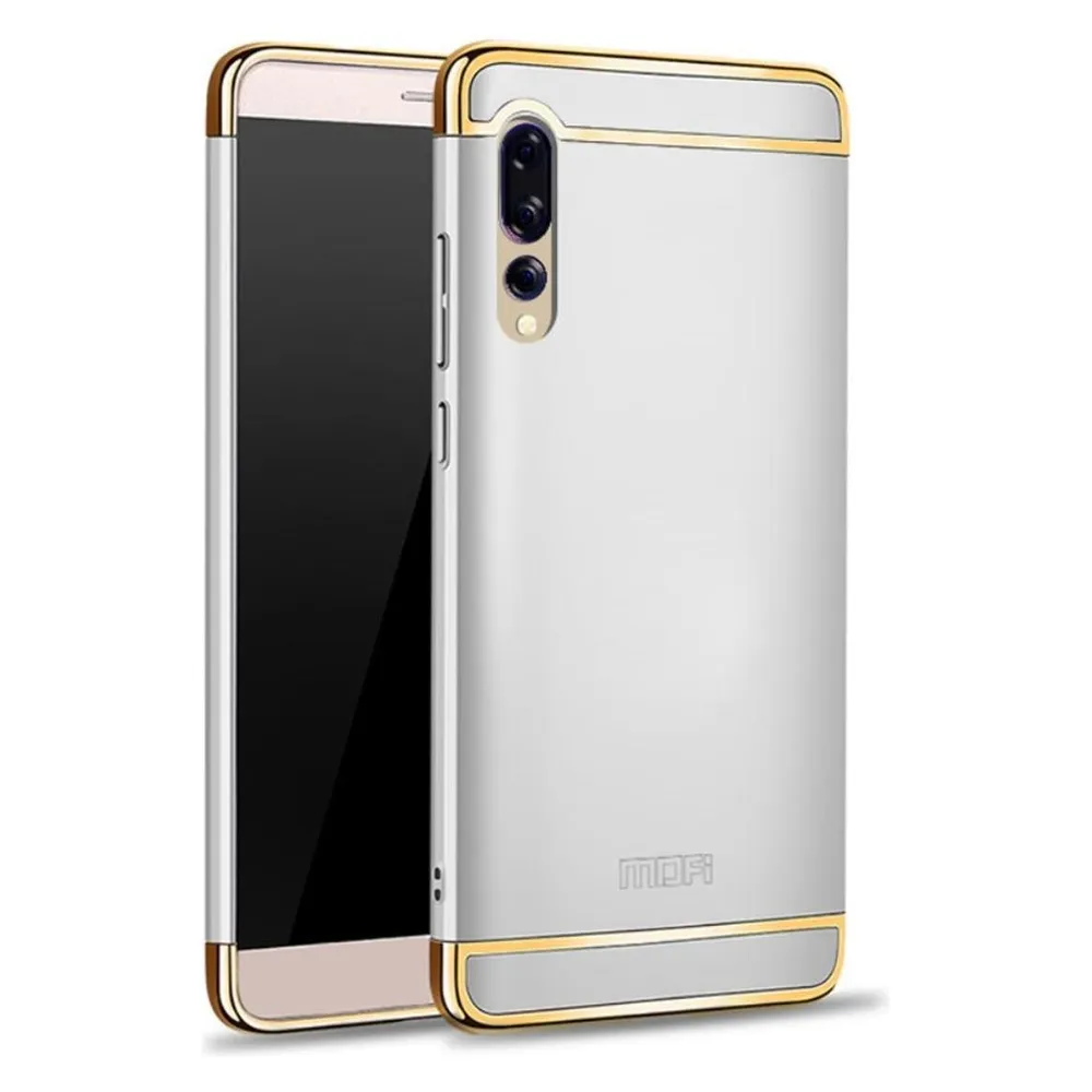 König Design Handy Hülle Schutz Case für Huawei P20 Pro Bumper 3 in 1 Cover Chrom Etui Silber
