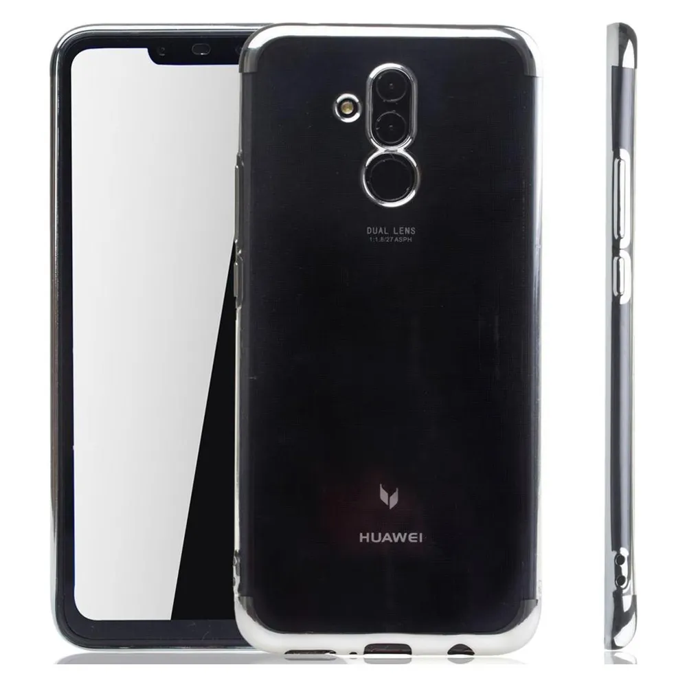 König Design Handy Hülle Schutz Case für Huawei Mate 20 Lite Durchsichtig Transparent Silber