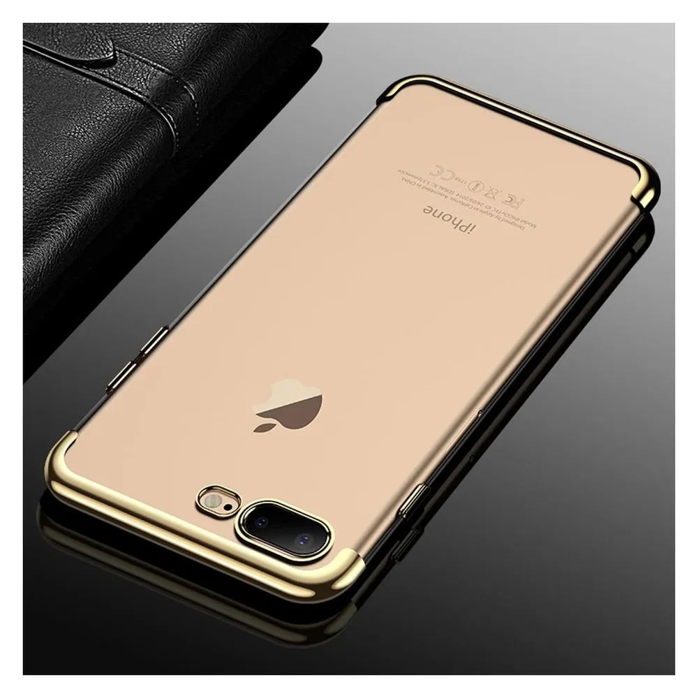 König Design Handy Hülle Schutz für Apple iPhone 7 / 8 Plus Durchsichtig Transparent Gold Neu