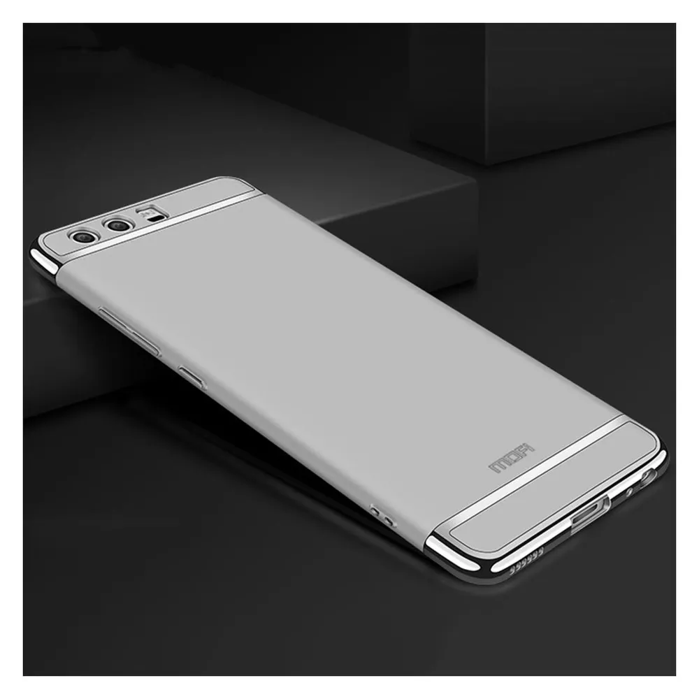 König Design Handy Hülle Schutz Case für Huawei P20 Bumper 3 in 1 Cover Chrom Etui Silber