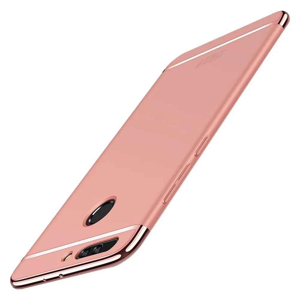 König Design Handy Hülle Schutz Case für Huawei Honor 9 Bumper 3 in 1 Cover Chrom Rose Gold