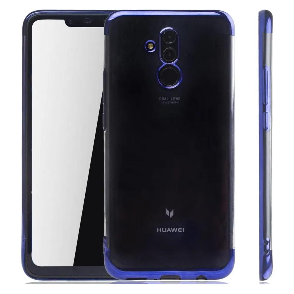König Design Handy Hülle Schutz Case für Huawei Mate 20 Lite Durchsichtig Transparent Blau