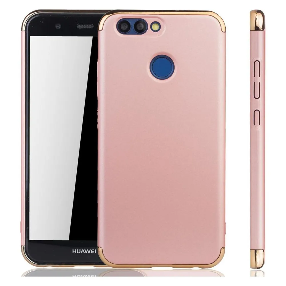 König Design Handy Hülle Schutz Case für Huawei Nova 2 Bumper 3 in 1 Cover Chrom Rose Gold