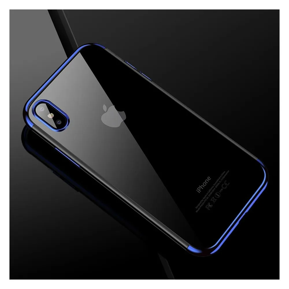 König Design Handy Hülle Schutz Case für Apple iPhone X Durchsichtig Transparent Etuis Blau