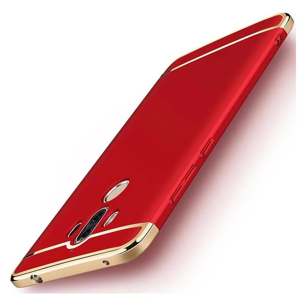 König Design Handy Hülle Schutz Case für Huawei Mate 10 Bumper 3 in 1 Cover Chrom Rot Neu