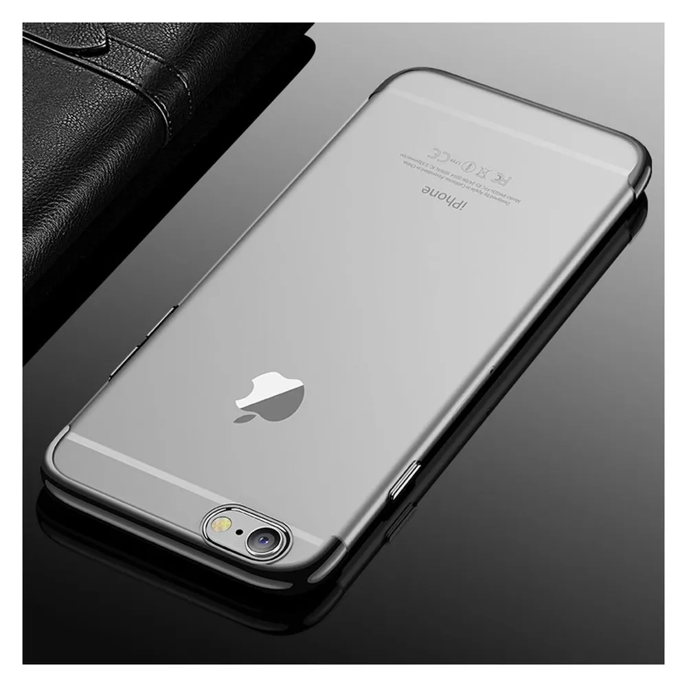 König Design Handy Hülle Schutz Case für Apple iPhone 6 / 6s Durchsichtig Transparent Schwarz