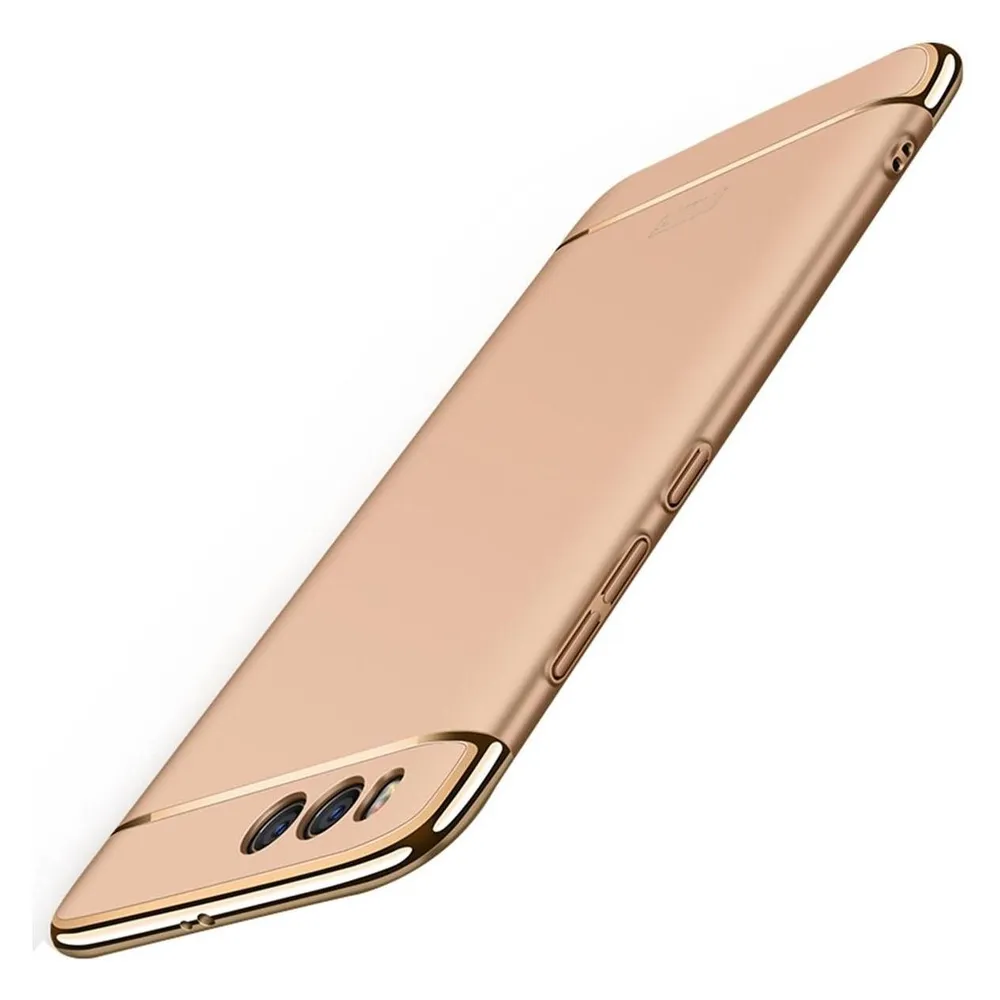 König Design Handy Hülle Schutz Case für Xiaomi Mi 6 Bumper 3 in 1 Cover Chrom Etui Gold Neu