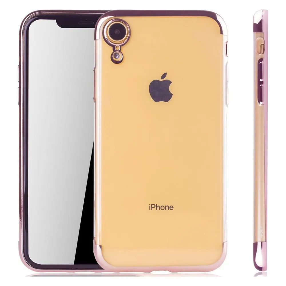 König Design Handy Hülle Schutz Case für Apple iPhone XR Cover Durchsichtig Transparent Pink
