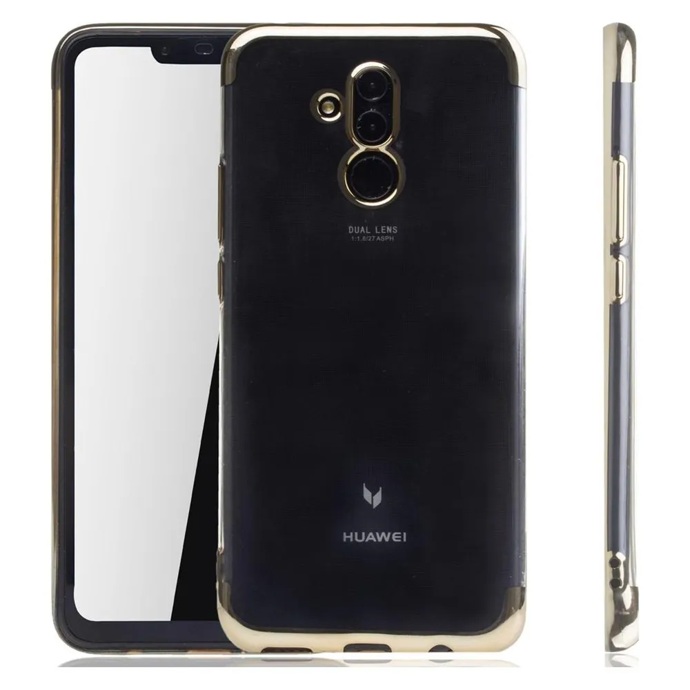 König Design Handy Hülle Schutz Case für Huawei Mate 20 Lite Durchsichtig Transparent Gold
