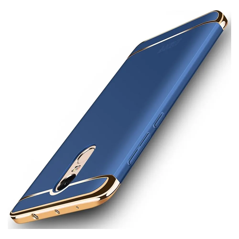 König Design Handy Hülle Schutz Case für Xiaomi Redmi Note 4X Bumper 3 in 1 Cover Chrom Blau