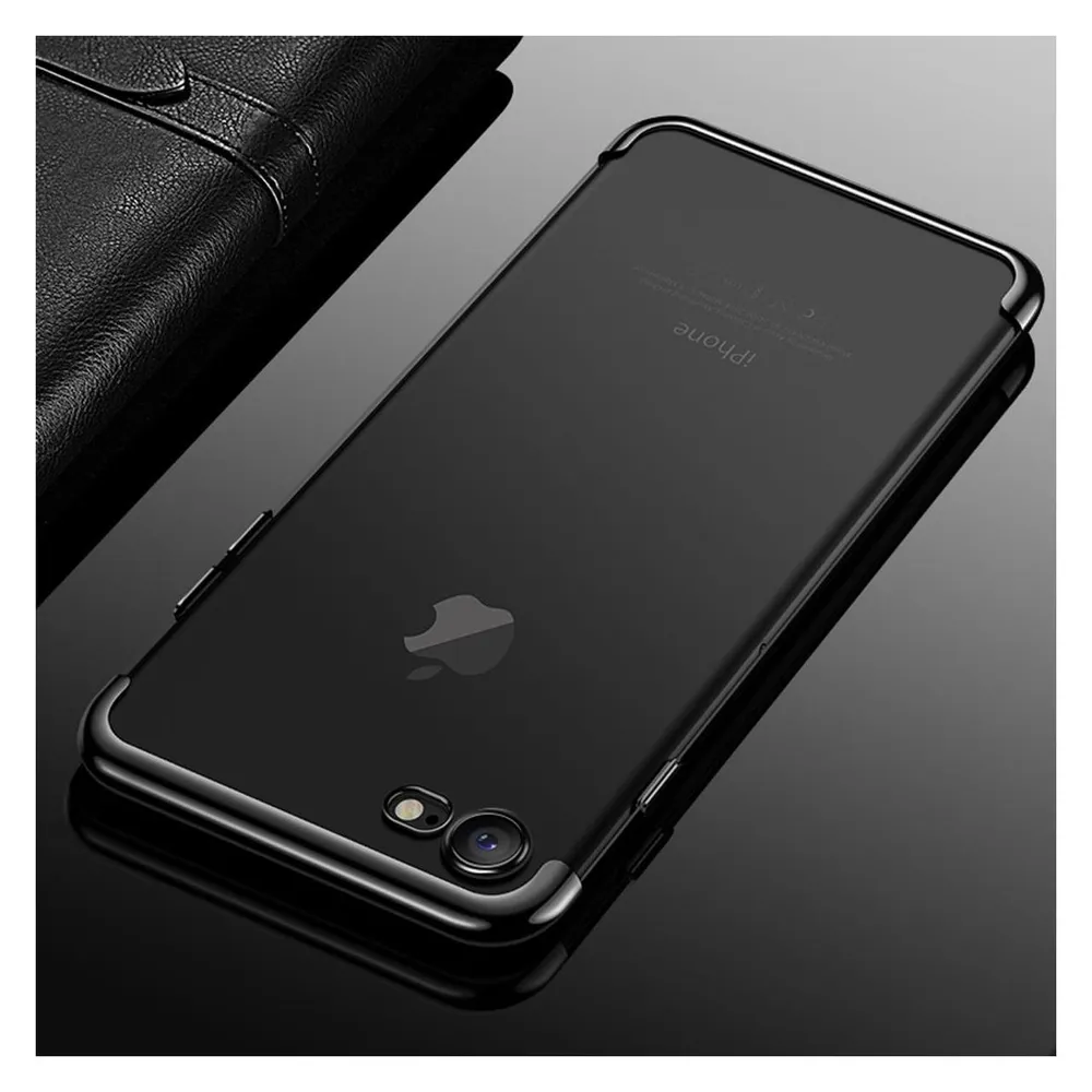 König Design Handy Hülle Schutz Case für Apple iPhone 7 / 8 Durchsichtig Transparent Schwarz