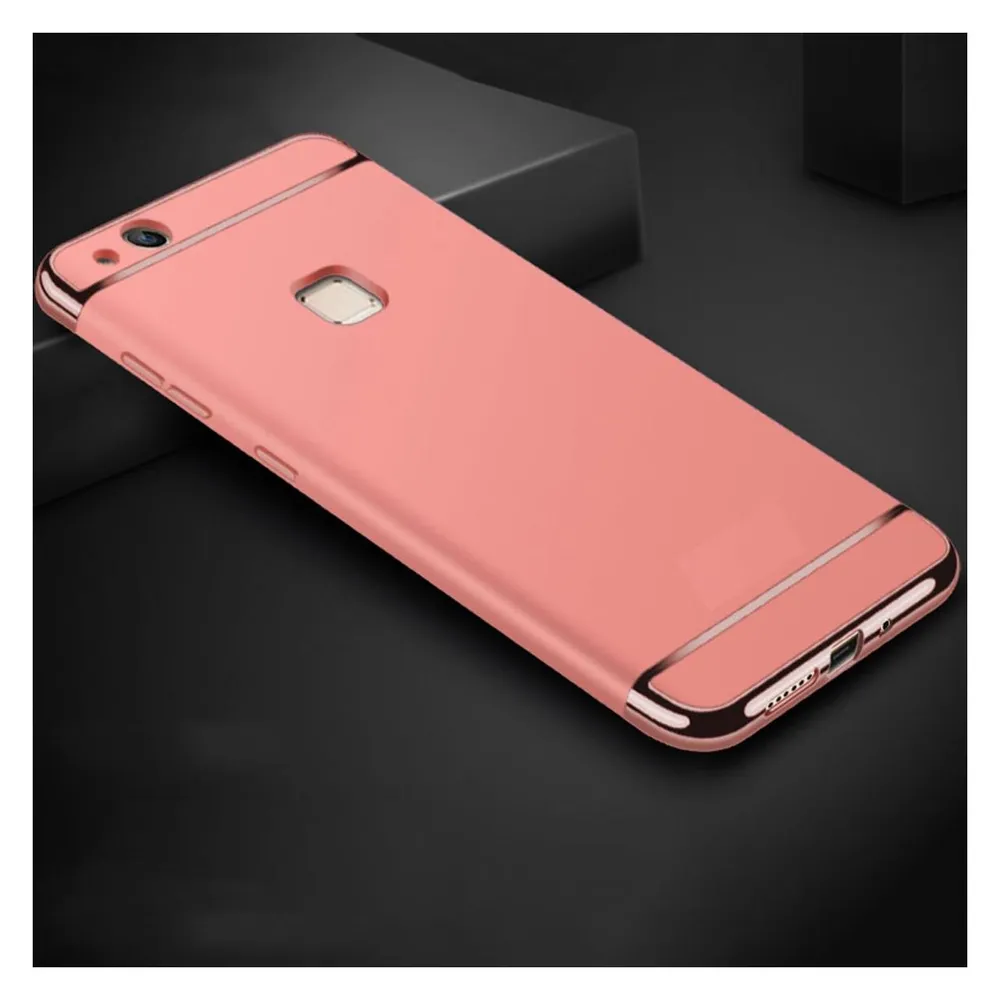 König Design Handy Hülle Schutz Case für Huawei P9 Lite Bumper 3 in 1 Cover Chrom Rose Gold