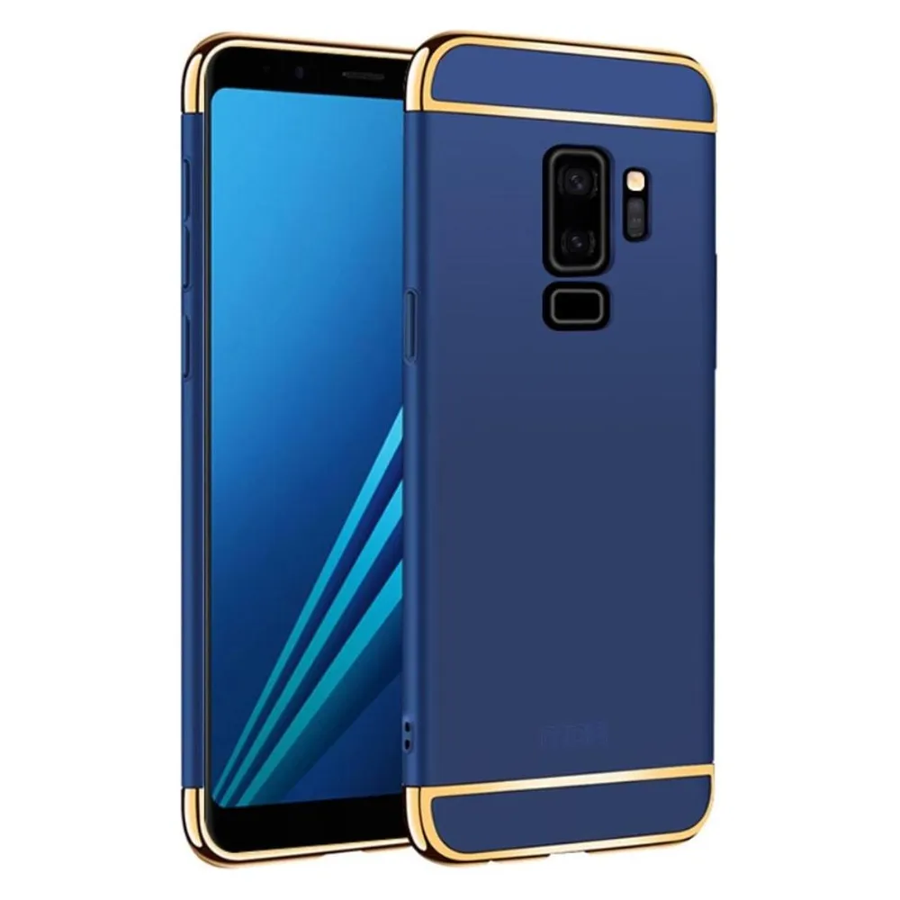 König Design Handy Hülle Schutz Case für Samsung Galaxy S9 Bumper 3 in 1 Cover Etui Blau Neu