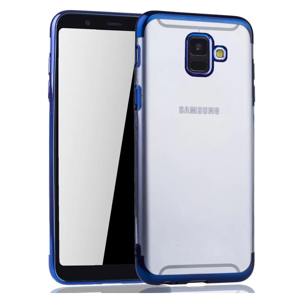 König Design Handy Hülle Schutz Case für Samsung Galaxy A6 2018 Durchsichtig Transparent Blau (Samsung Galaxy A6 (2018))