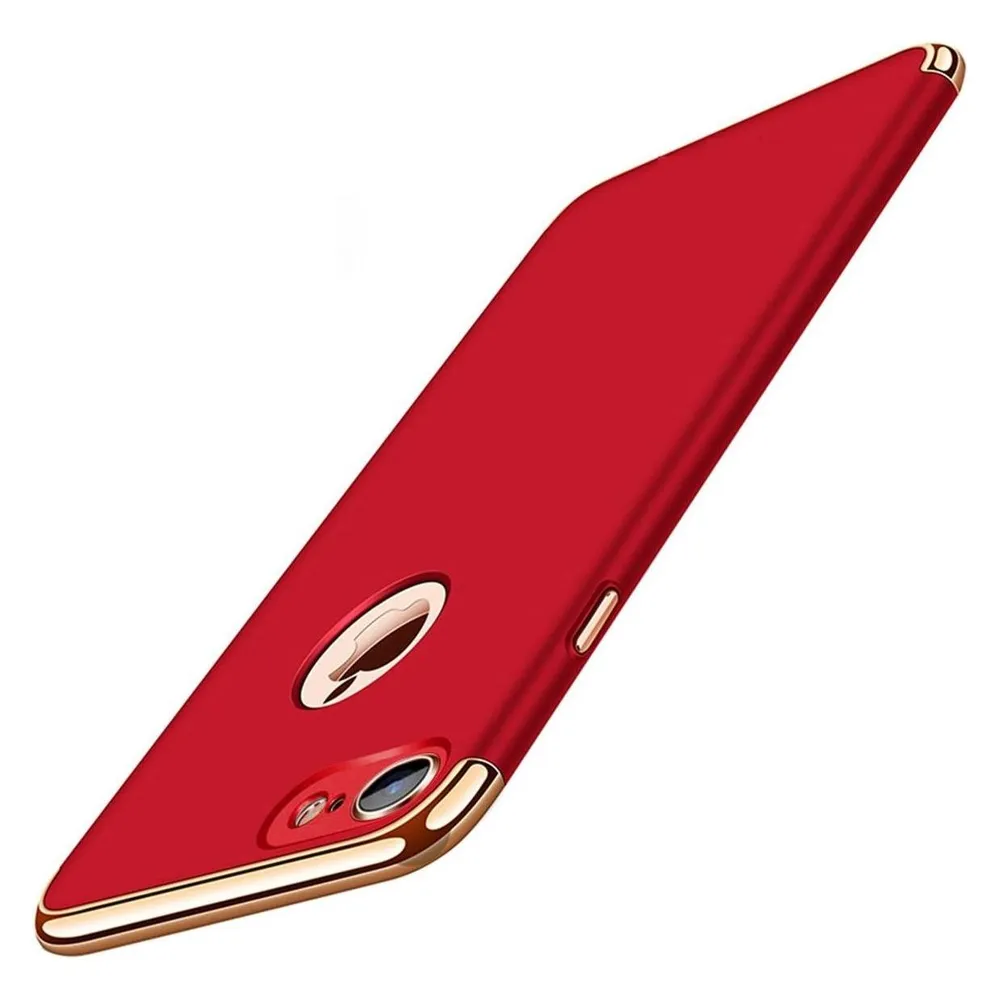 König Design Handy Hülle Schutz Case für Apple iPhone 6 Plus / 6s Plus Bumper Cover Chrom Rot