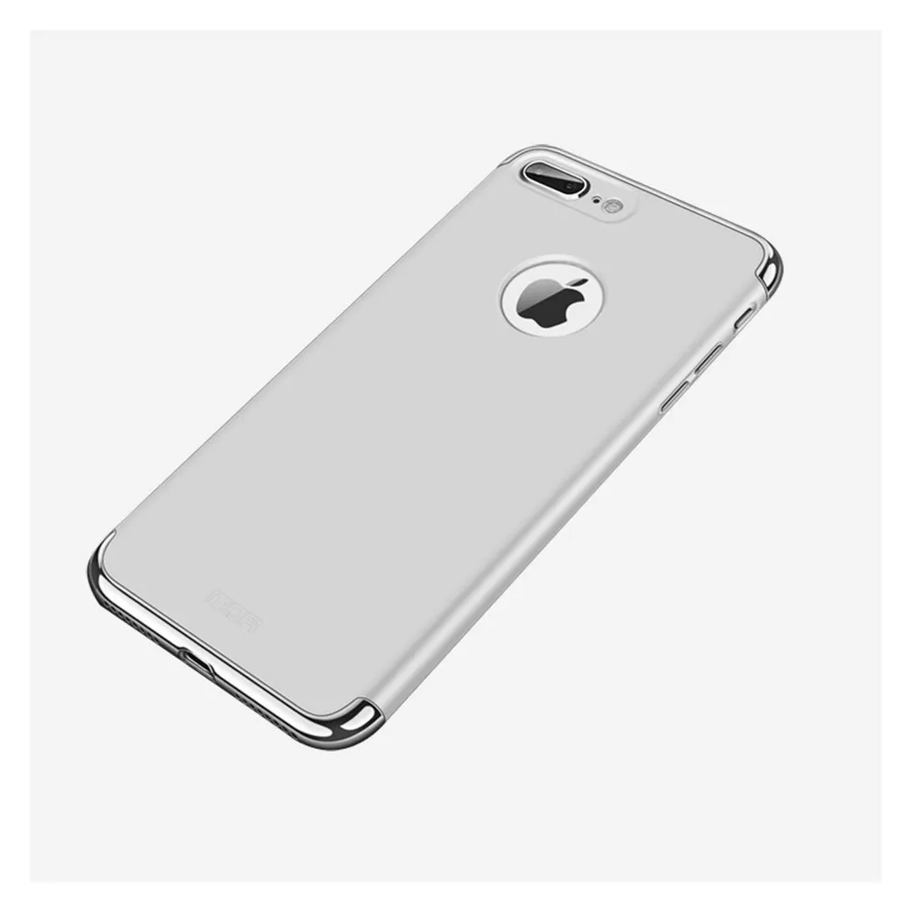 König Design Handy Hülle Schutz Case für Apple iPhone 7 Plus Bumper 3 in 1 Cover Chrom Silber