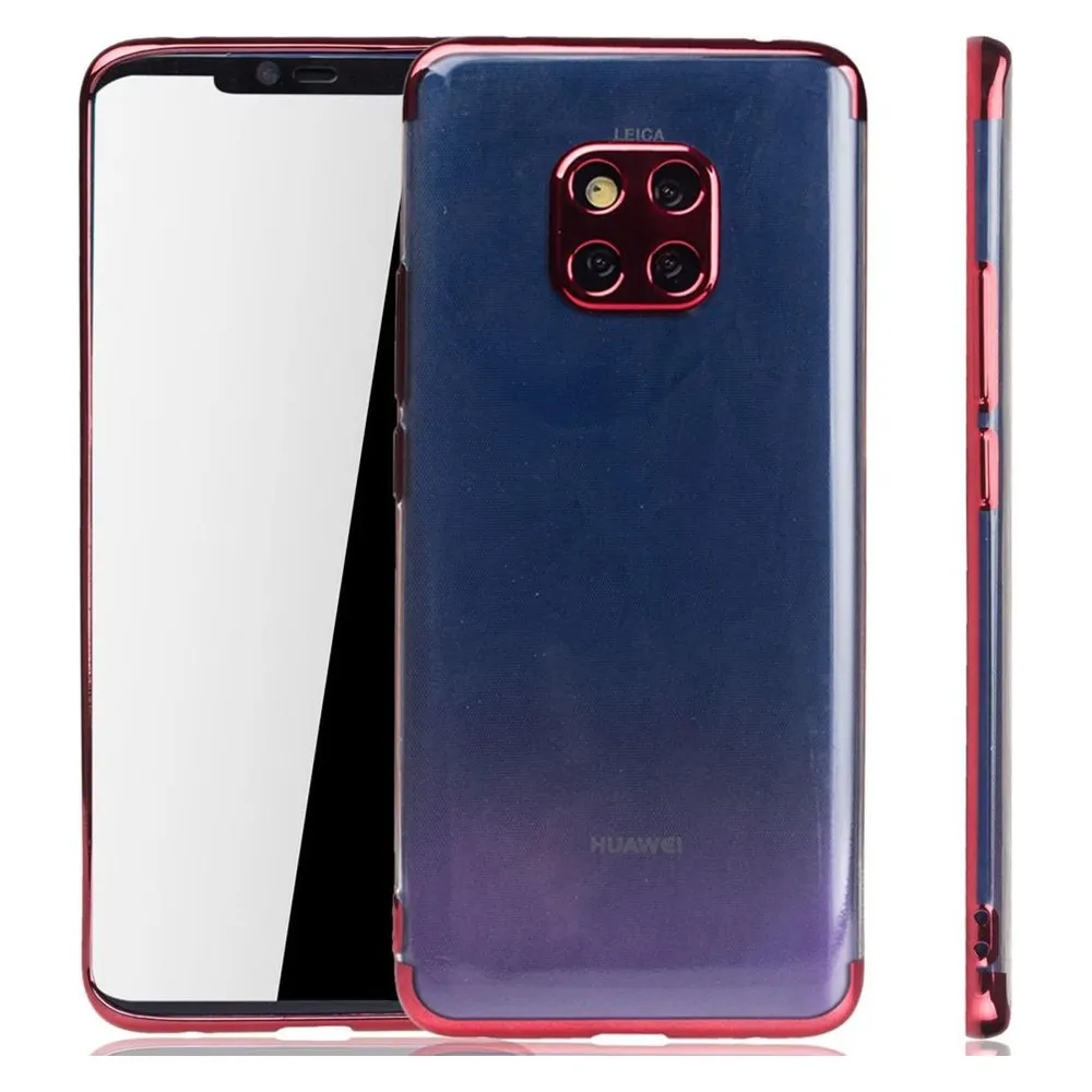 König Design Handy Hülle Schutz Case für Huawei Mate 20 Pro Etui Durchsichtig Transparent Rot