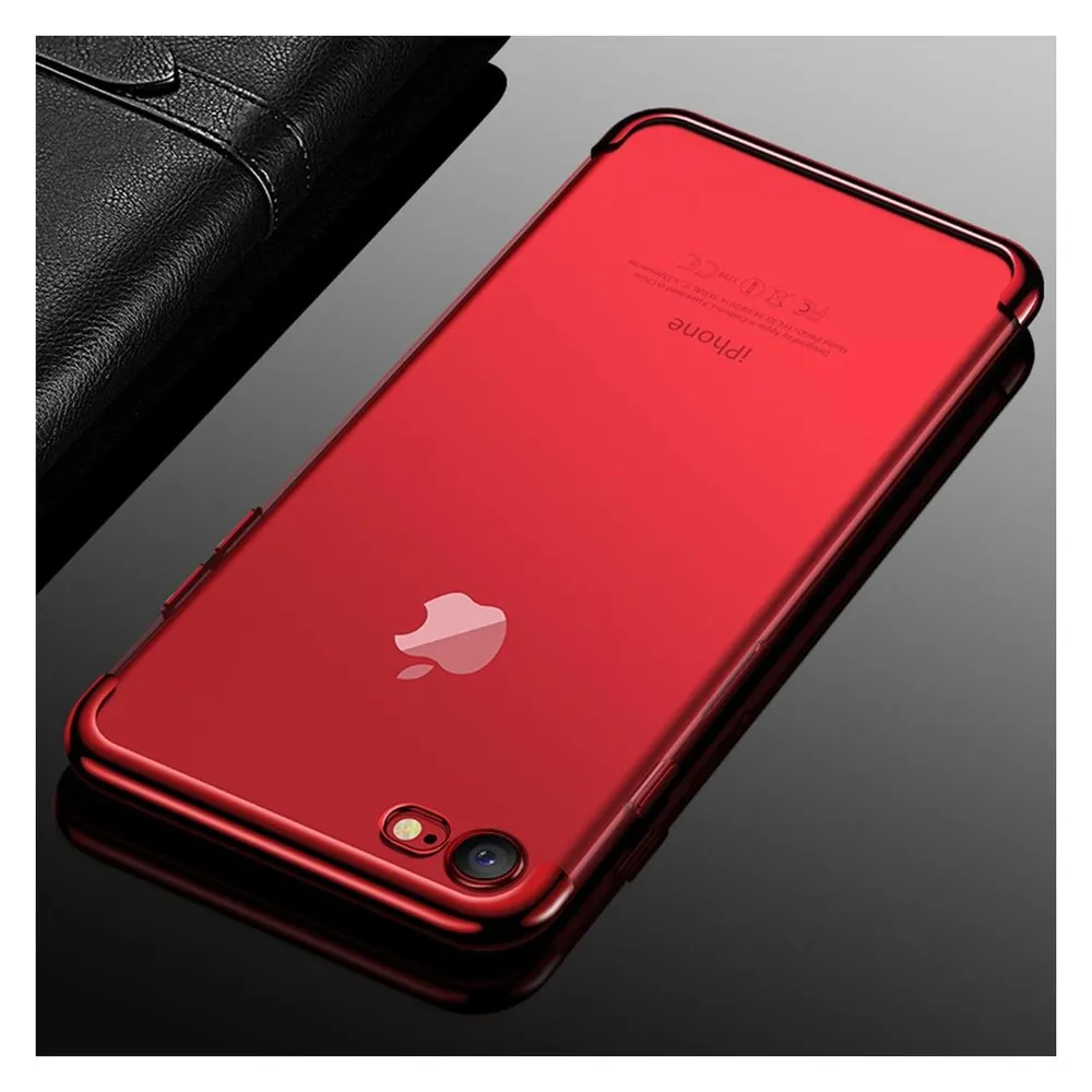 König Design Handy Hülle Schutz Case für Apple iPhone 7 / 8 Durchsichtig Transparent Rot Neu