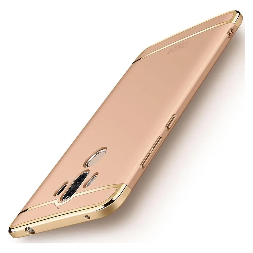 König Design Handy Hülle Schutz Case für Huawei Mate 9 Bumper 3 in 1 Cover Chrom Etui Gold