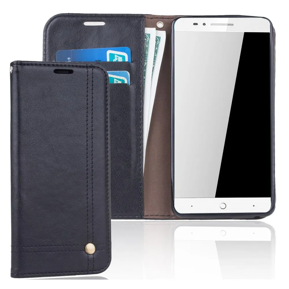 König Design Handy Tasche ZTE Blade L7 Flip Cover Case Schutz Hülle Wallet Schale Schwarz Neu