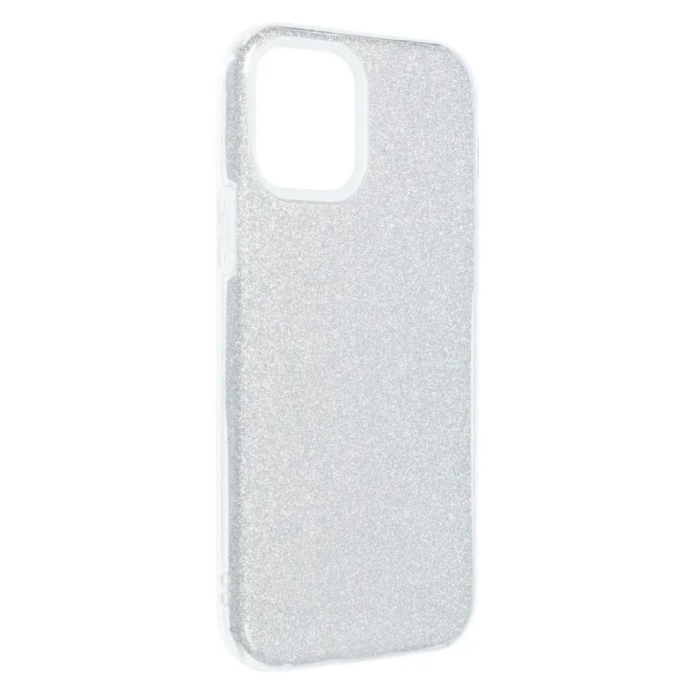 König Design Handyhülle für Apple iPhone 12 / 12 Pro Schutzcase Cover Bumper Glitzer Silber
