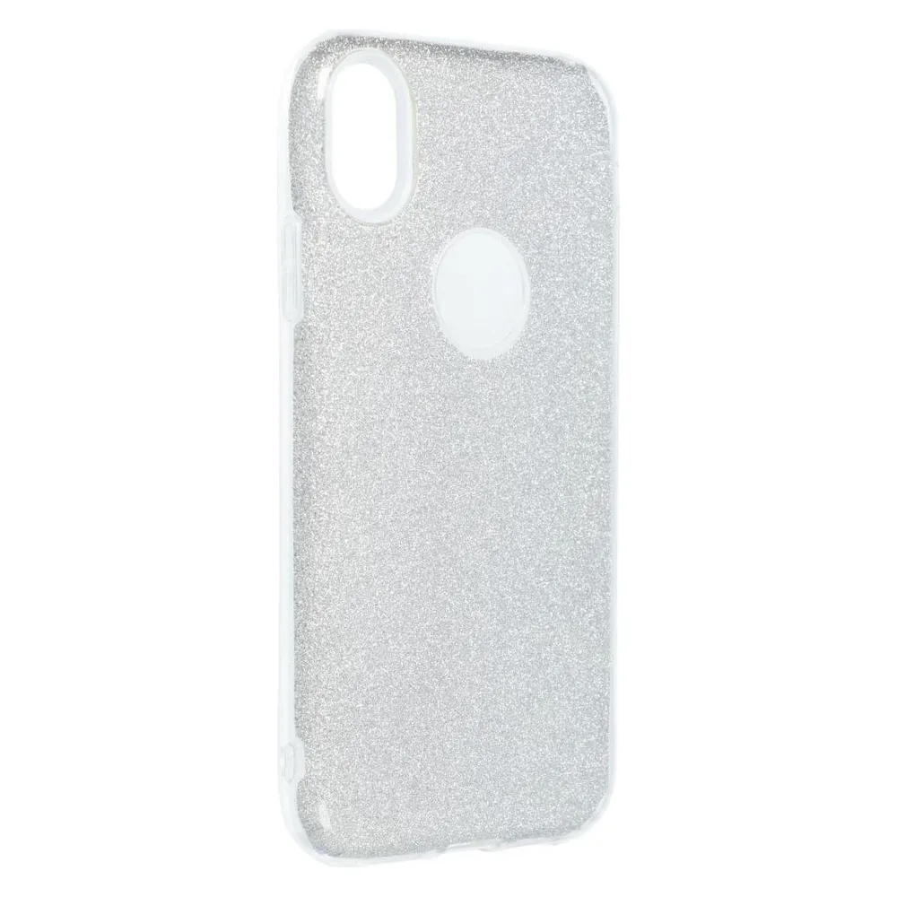 König Design Handyhülle für Apple iPhone XR Schutzcase Cover Bumper Schale Glitzer Silber Neu