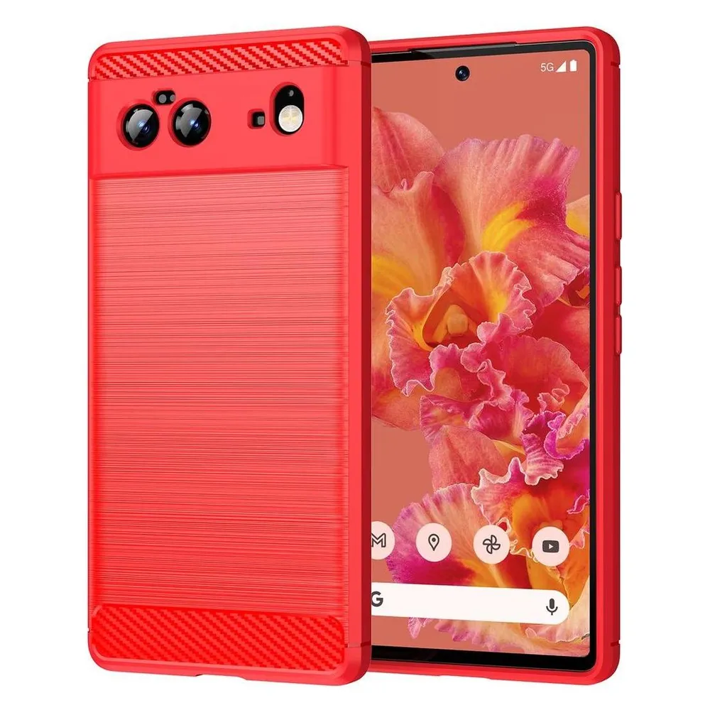 König Design Handyhülle für Google Pixel 6 Case Handy Cover Schutz Tasche Schutzhülle Carbon (Google Pixel 6a)