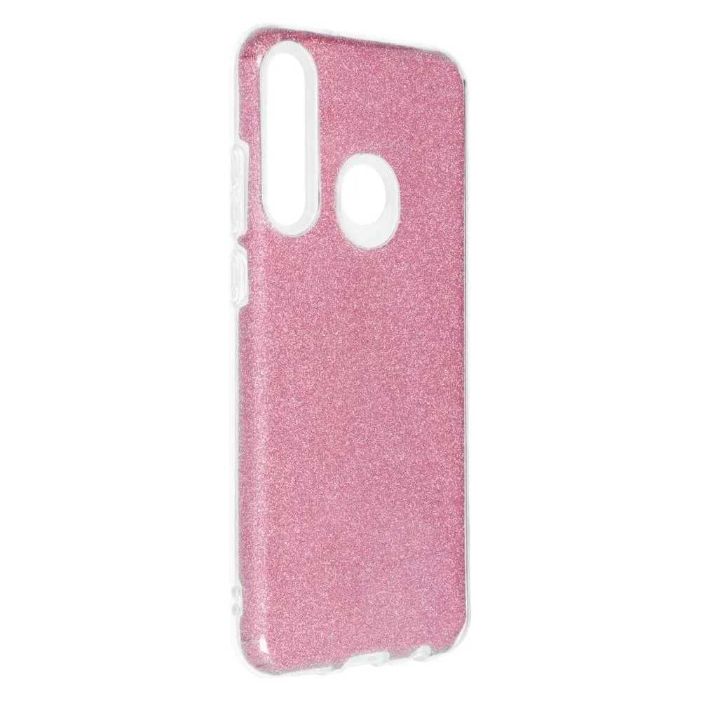 König Design Handyhülle für Huawei Y6p Schutzcase Cover Bumper Schale Glitzer Rahmen Pink Neu (Huawei Y6p)