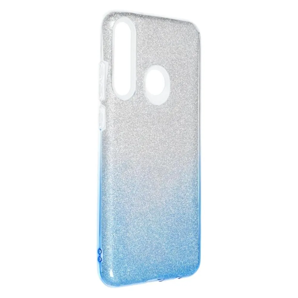 König Design Handyhülle für Huawei Y6p Schutzcase Cover Bumper Schale Glitzer Rahmen Blau Neu
