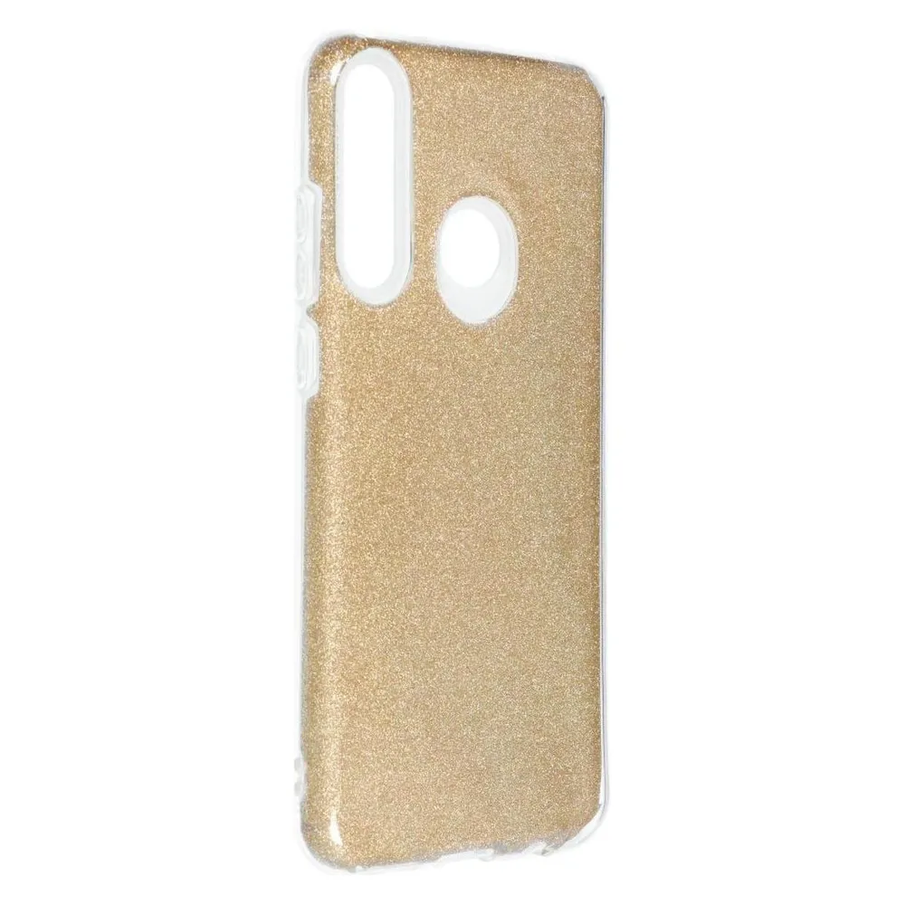 König Design Handyhülle für Huawei Y6p Schutzcase Cover Bumper Schale Glitzer Rahmen Gold Neu