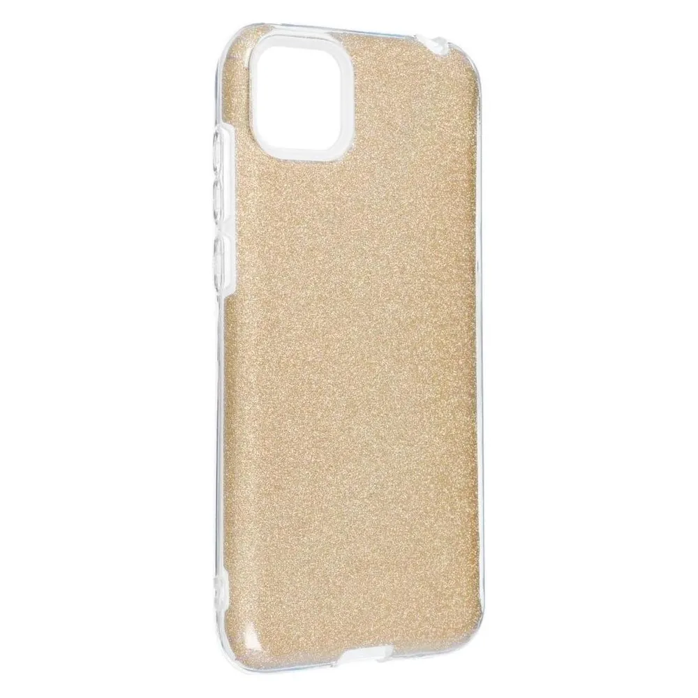 König Design Handyhülle für Huawei Y5p Schutzcase Cover Bumper Schale Glitzer Rahmen Gold Neu